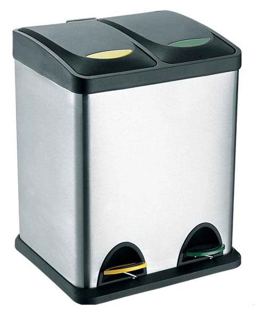 Levně TORO ODPADKOVÝ KOŠ 41x30x41cm, 16l, stříbrná, černá, nerez, plast