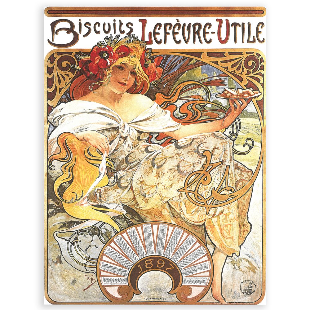 Levně Plakát Alfons Mucha Biscuits, 24 x 32 cm