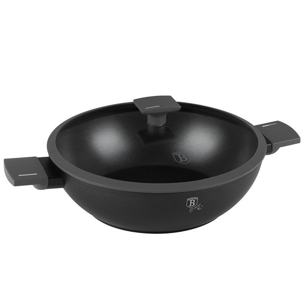 Levně BERLINGERHAUS Pánev WOK s titanovým povrchem a poklicí 30 cm Antracit Collection BH-8125