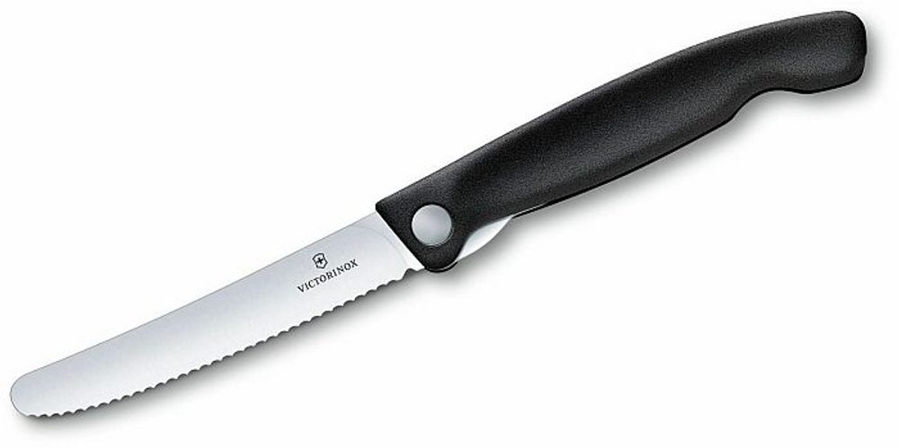 Levně Skládací svačinový nůž Swiss Classic, černý vlnka