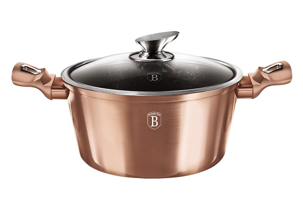 Levně BERLINGERHAUS Kastrol s mramorovým povrchem a poklicí 24 cm Rosegold Metallic Line BH-1515
