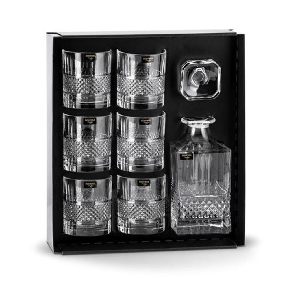 Levně karafa 0,85l+sklen. 340ml, 6ks, ELEGANTE, BOHEMIA PR., whisky, DB