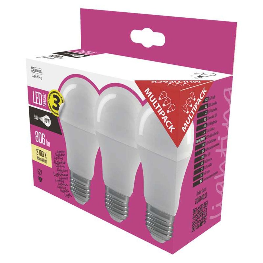 EMOS LED ŽÁROVKA CLASSIC A60/E27/8,5W(60W)/806LM/TEPLÁ