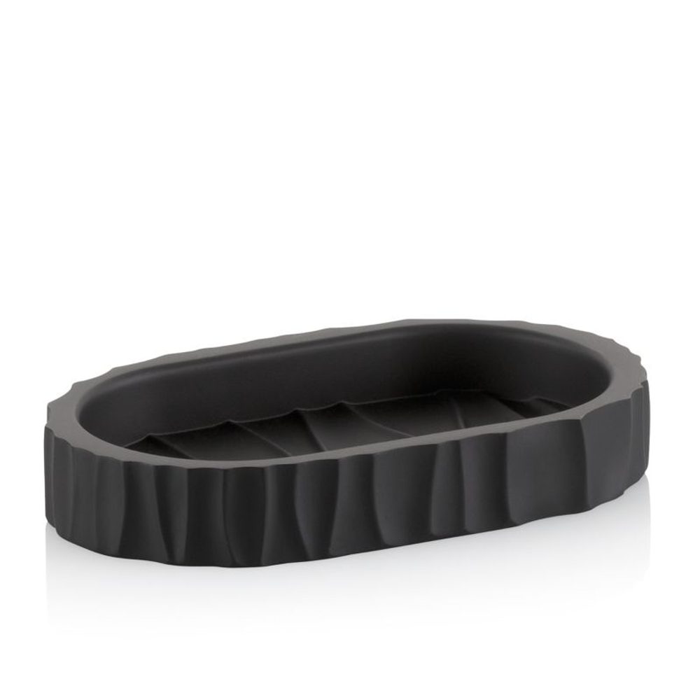 Levně KELA Miska na mýdlo Merida polyresin černá 15,0x9,0x2,5cm KL-23764