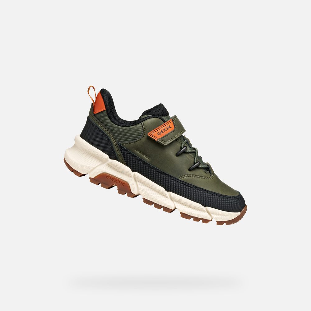 Levně Khaki chlapecké tenisky Geox Flexyper Plus - 29