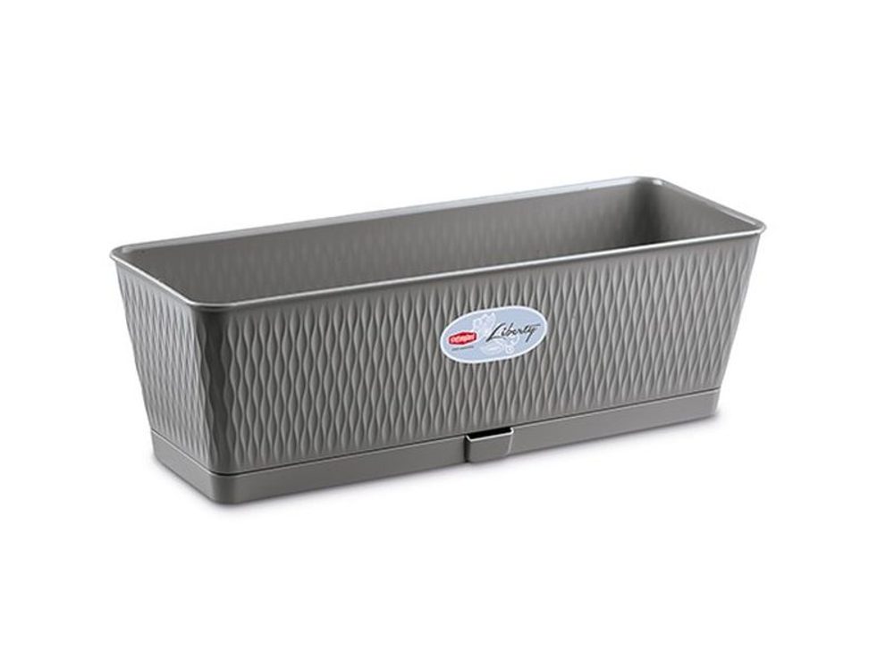 Levně truhlík 50cm kam.šedý LIBERTY+miska,š18,v.16cm, plast