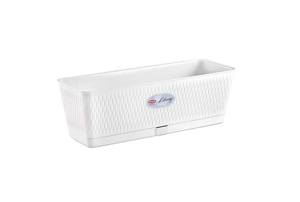 Levně truhlík 50cm bílý LIBERTY+miska, š18xv16cm, plast