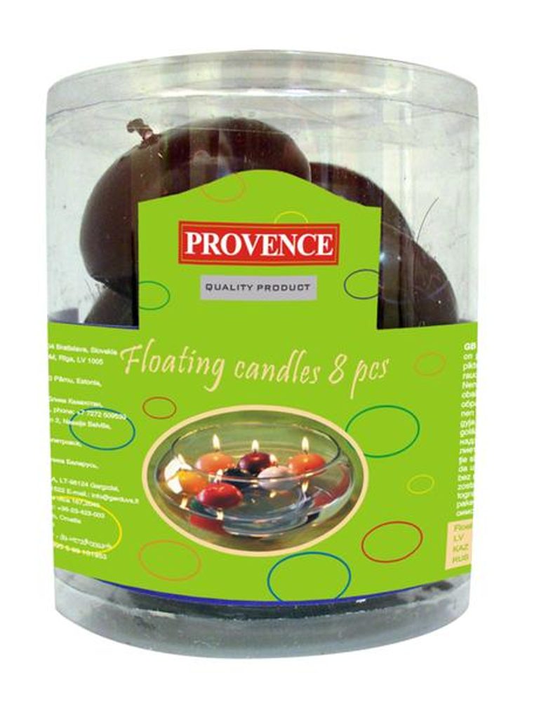 Levně Provence Svíčky plovoucí 8 ks tmavě červená, 4, 3 x 2, 8 cm