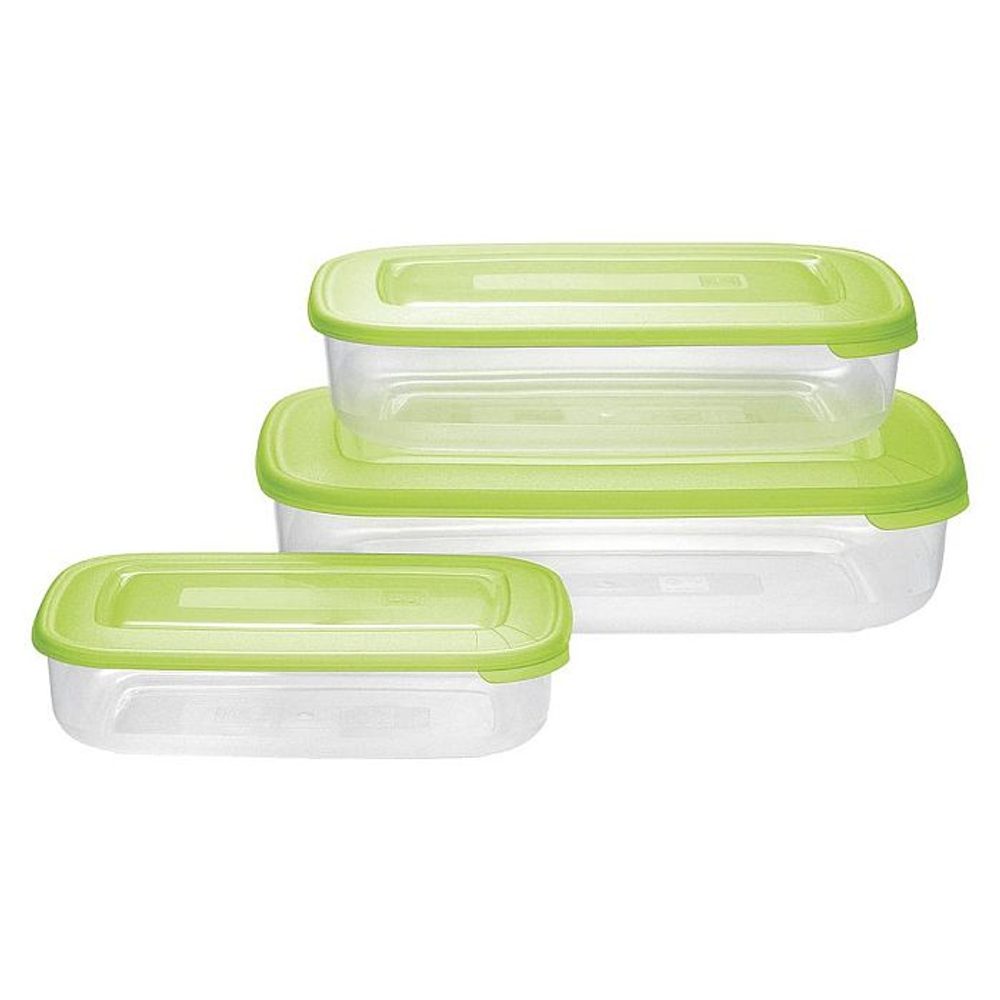Levně box-sada 3ks, 3,0l, 1,88l, 0,93l, obd. zelený, plast