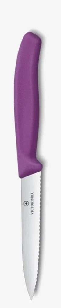 Levně nůž 10cm loupací, vlnitý, špičatý FIALOVÝ, VICTORINOX
