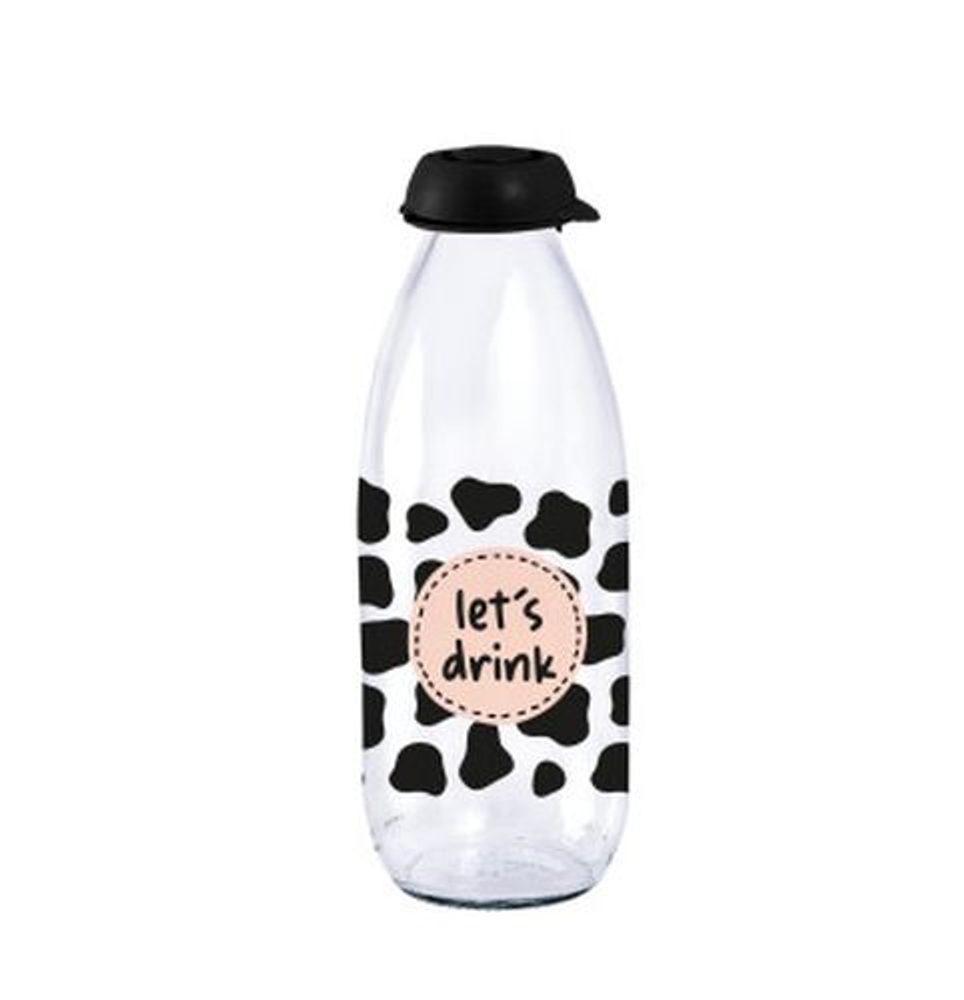 Levně láhev 1,0l na mléko, LETS DRINK, plast.uzávěr, sklo
