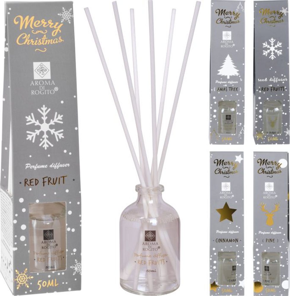 Levně difuzér set, 50ml, 4druhy, vánoční, sklo