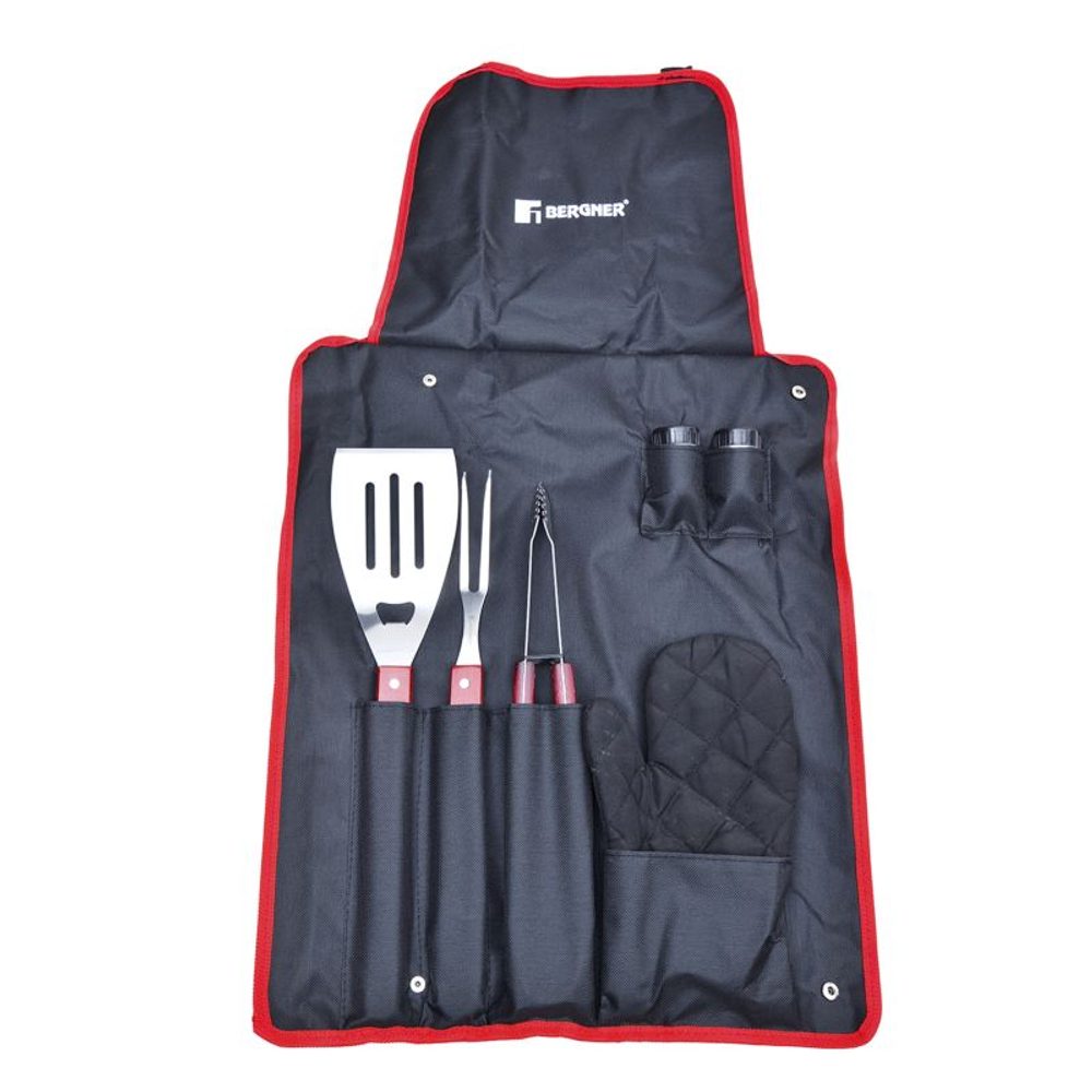 Levně BERGNER Zástěra grilovací s nářadím sada 7 ks BG-40230-MM