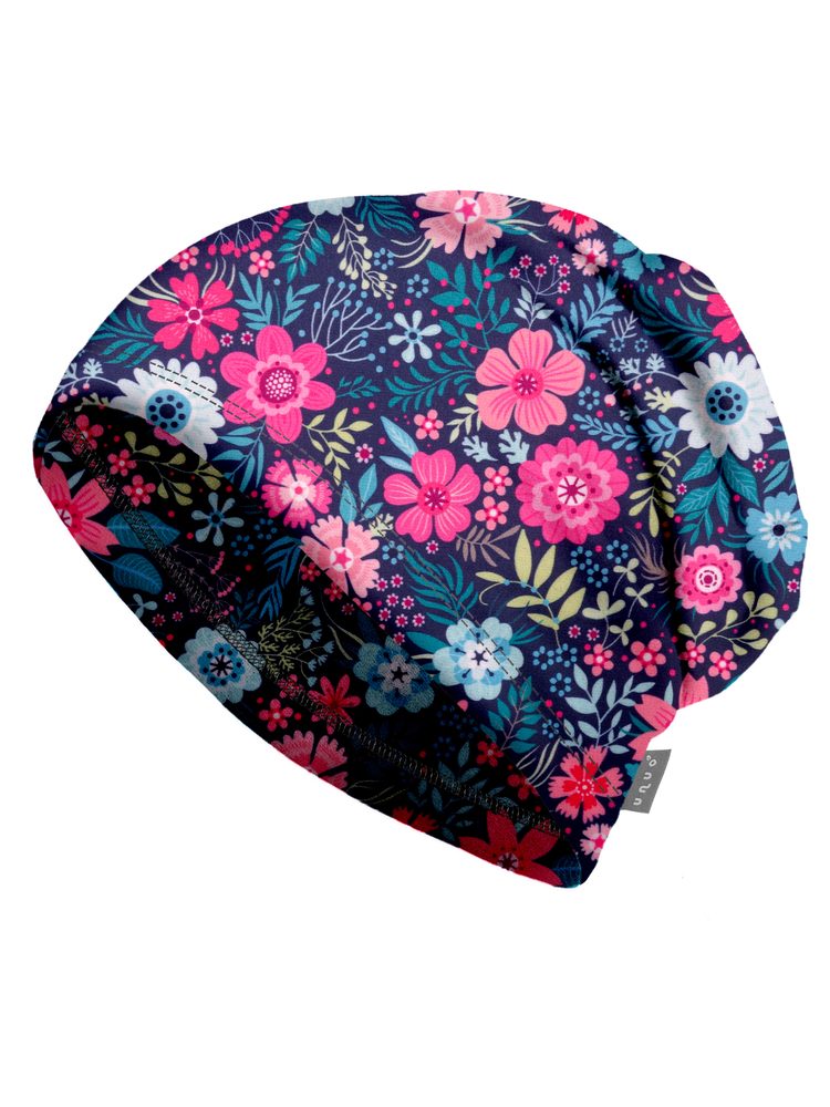 unuo fleecová čepice Květinky ( Unuo Fleece cap printed) - S (45-48 cm)