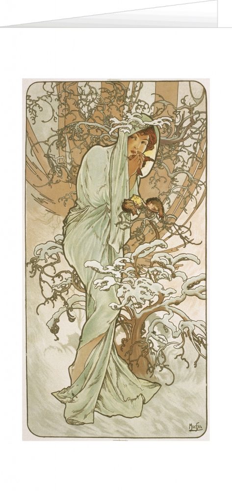 Levně Presco Group Blahopřání Alfons Mucha – Winter