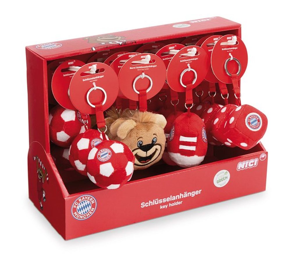 Levně NICI DISPLAY klíčenky FC BAYERN MÜNCHEN 7cm ASSORT, 4 druhy, 16ks, GREEN