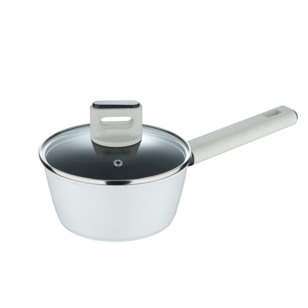 Levně BERGNER Rendlík s poklicí LINES 16 cm šedobílá BG-56089-GY