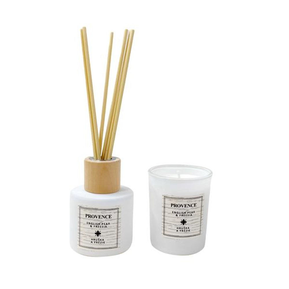 Levně Provence SVÍČKA VE SKLE + DIFUZÉR 50ML HRUŠKA A FRÉZIE
