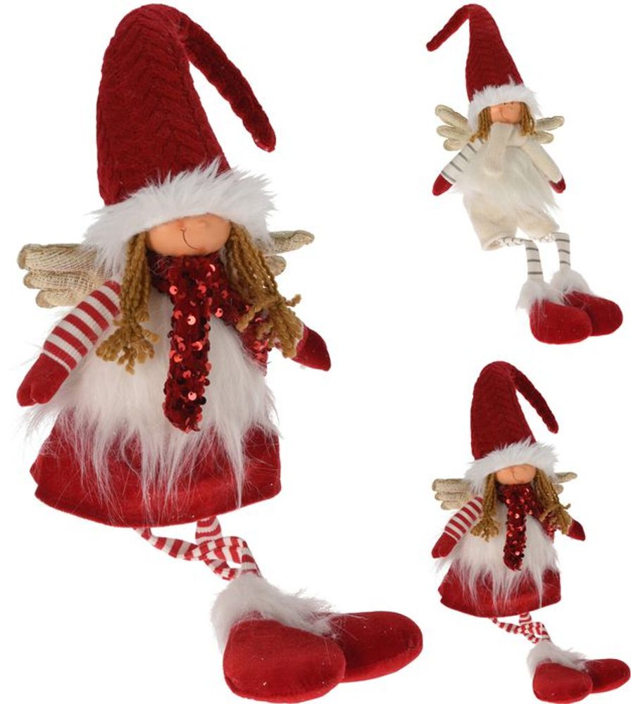 Levně anděl 65cm vánoční, sedící, nohatý, 2druhy, textil