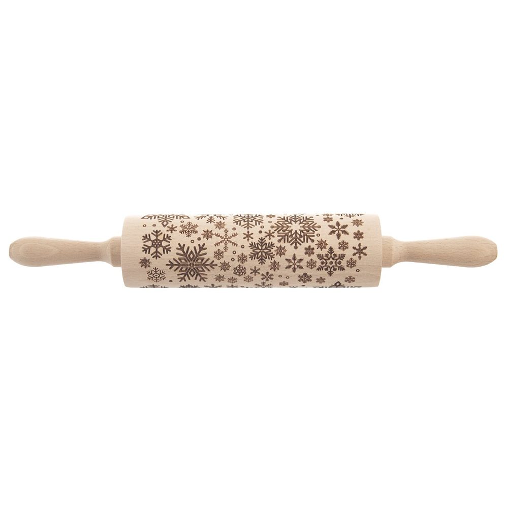 Levně Váleček dřevo Dekor 20/38 cm VLOČKA puntík