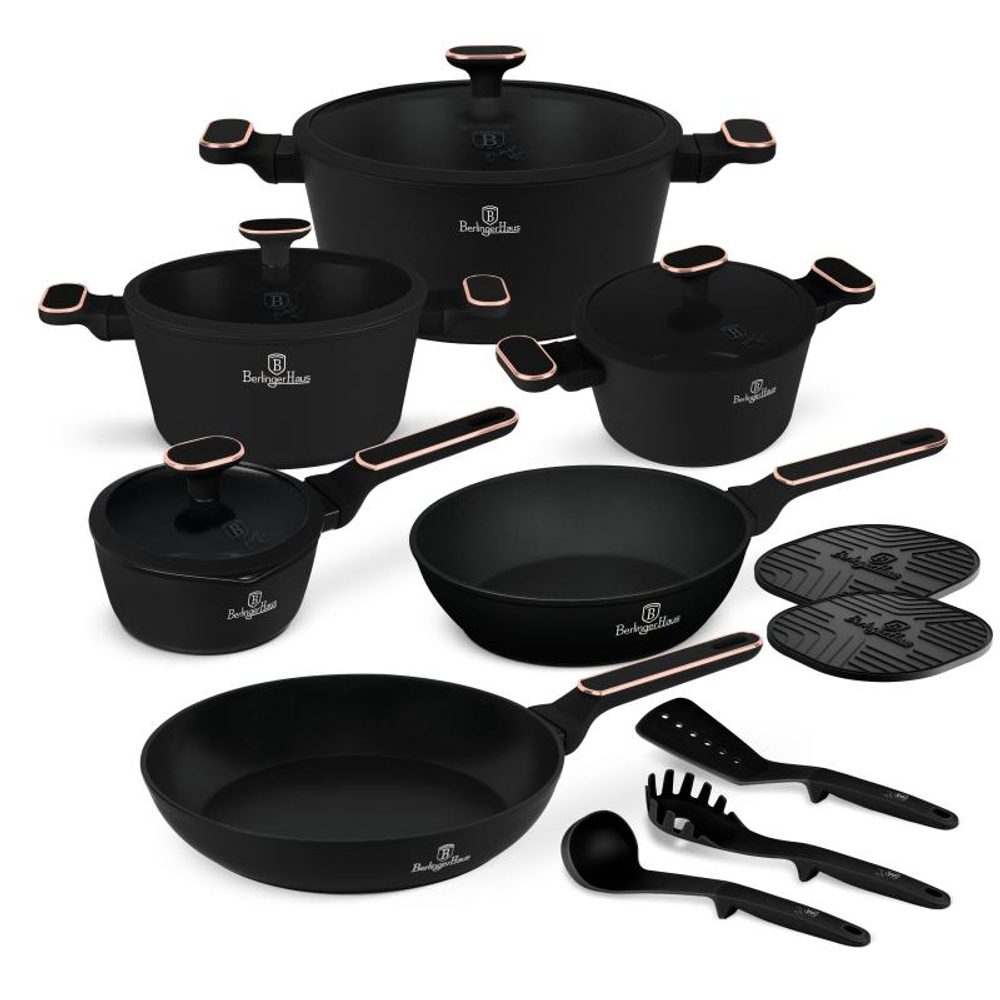 Levně BERLINGERHAUS Sada nádobí s titanovým povrchem 15 ks Black Rose Collection BH-8363