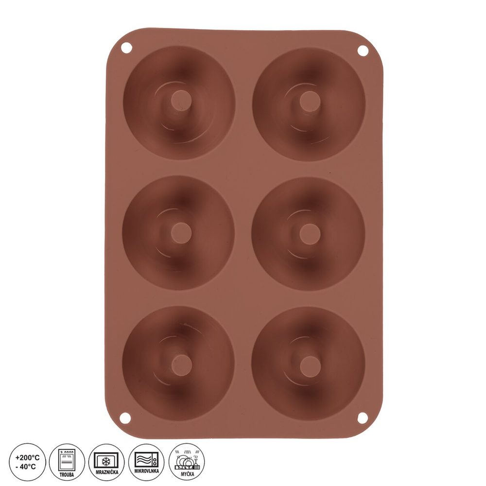 Levně O Forma silikon donuty 6 hnědá