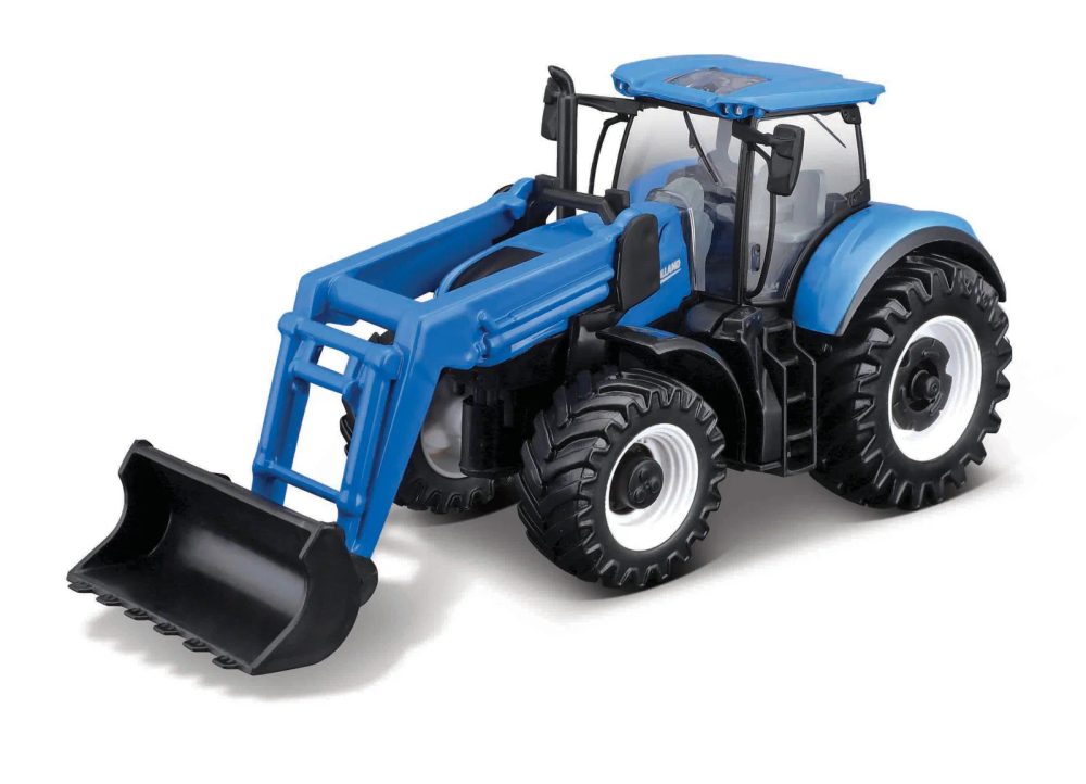 Levně Bburago ASST 10cm Farm Tractor so zotrvačníkom a prednou lyžicou 4 druhy (12ks)