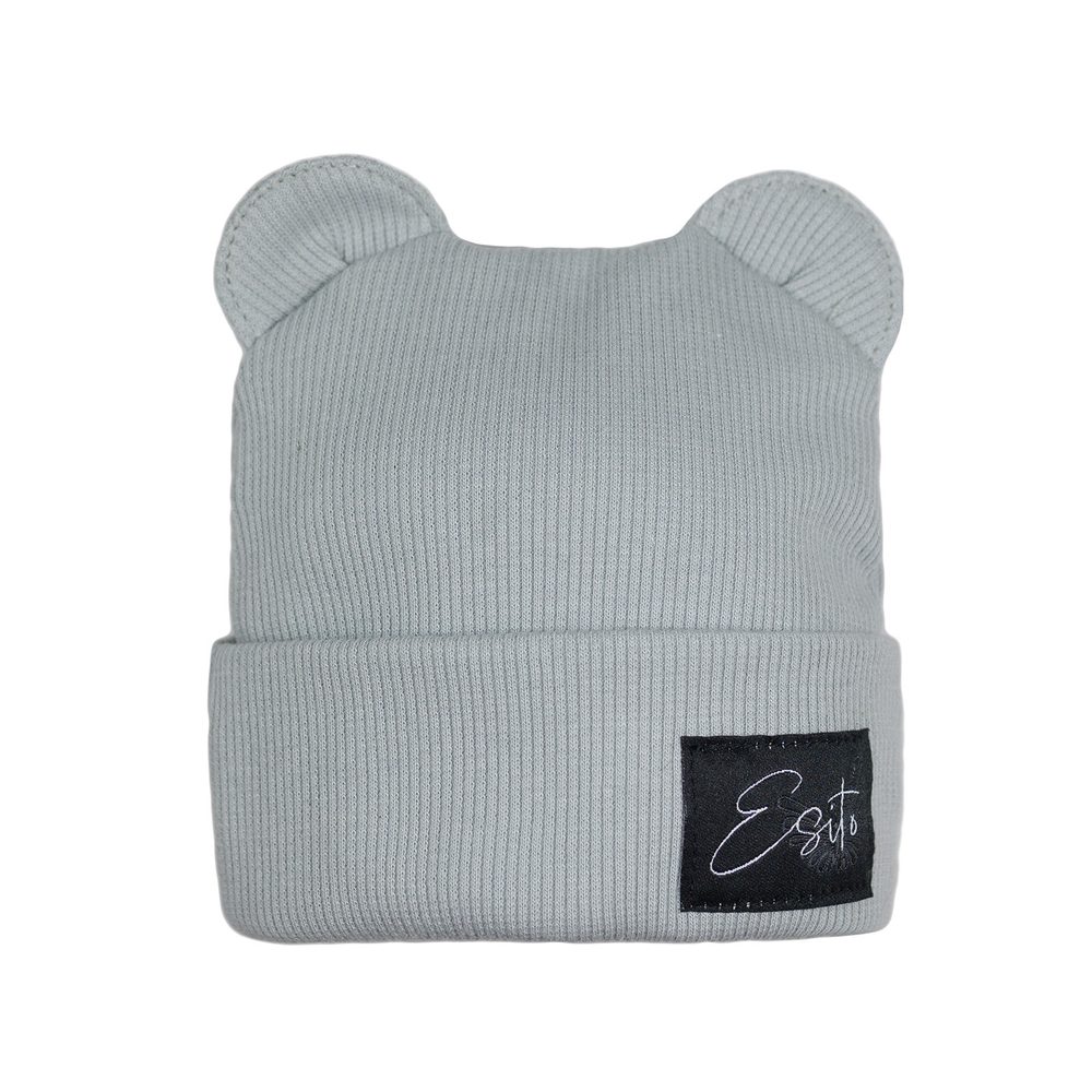 ESITO Zimní žebrovaná čepice s oušky Color Grey - šedá