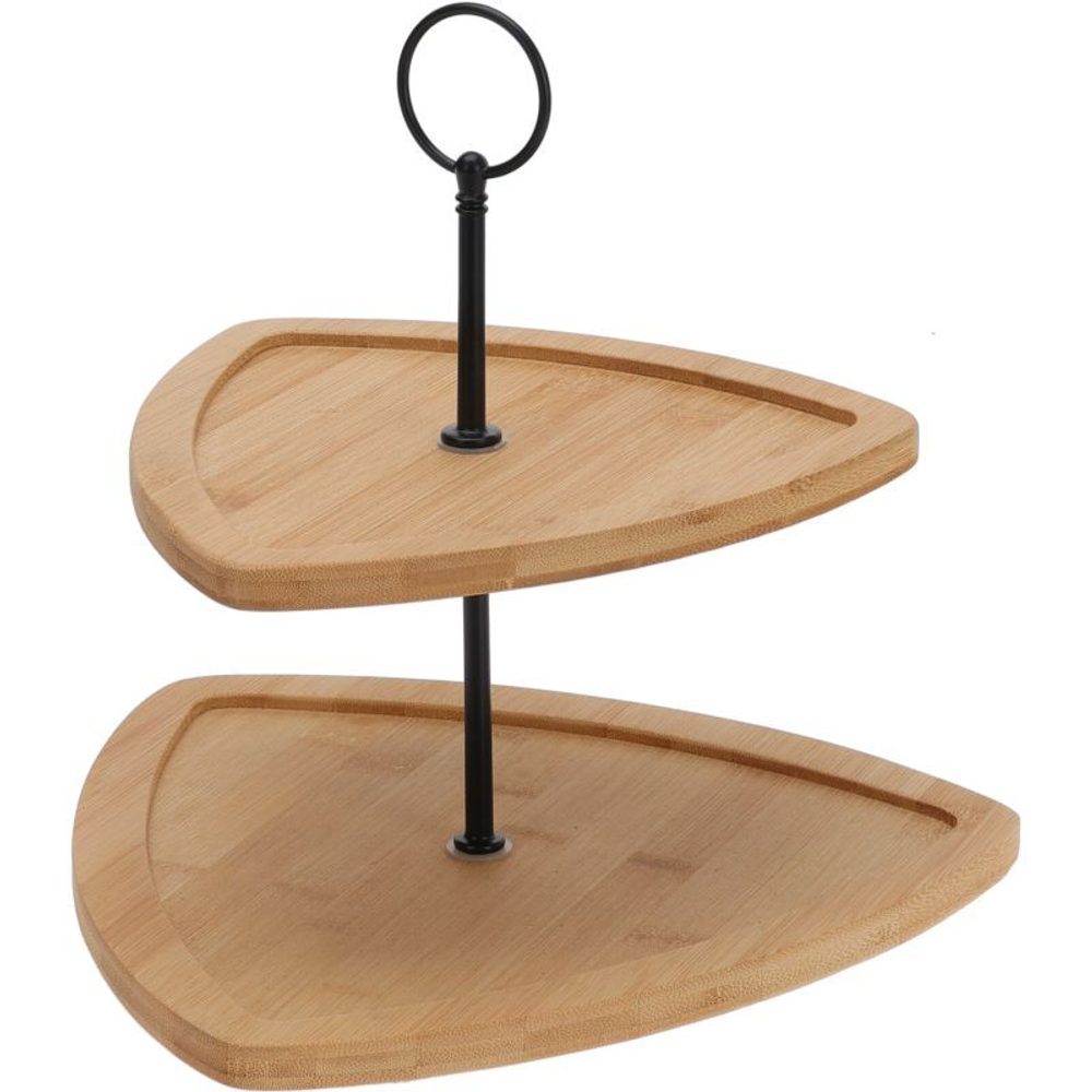 Levně EXCELLENT HOUSEWARE Etažér dřevěný 2 patra trojúhelník 23,5 cm KO-170490960troj