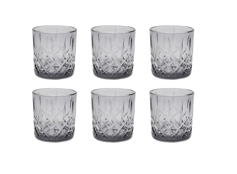 Levně sklen. 340ml, 6ks, d8x8,5cm, kouř., whisky