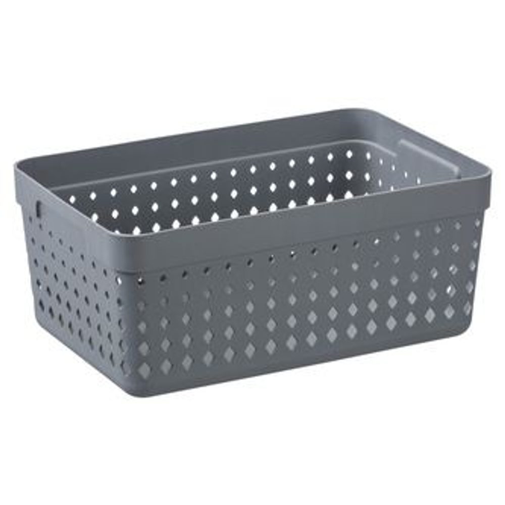 Levně košík SEOUL XL-organ., 24x16x10cm-mat.šedý, plast