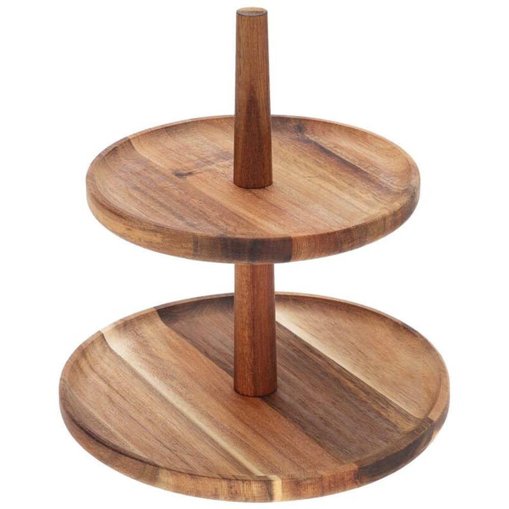 Levně EXCELLENT HOUSEWARE Etažér dvoupatrový 23 cm Akát KO-210001360