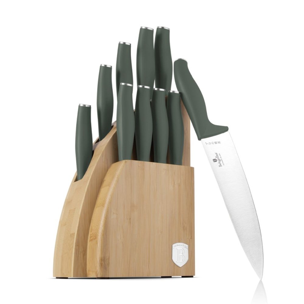 Levně BERLINGERHAUS Sada nožů se stojanem BAMBOO 10 ks Matte Green Collection BH-3123