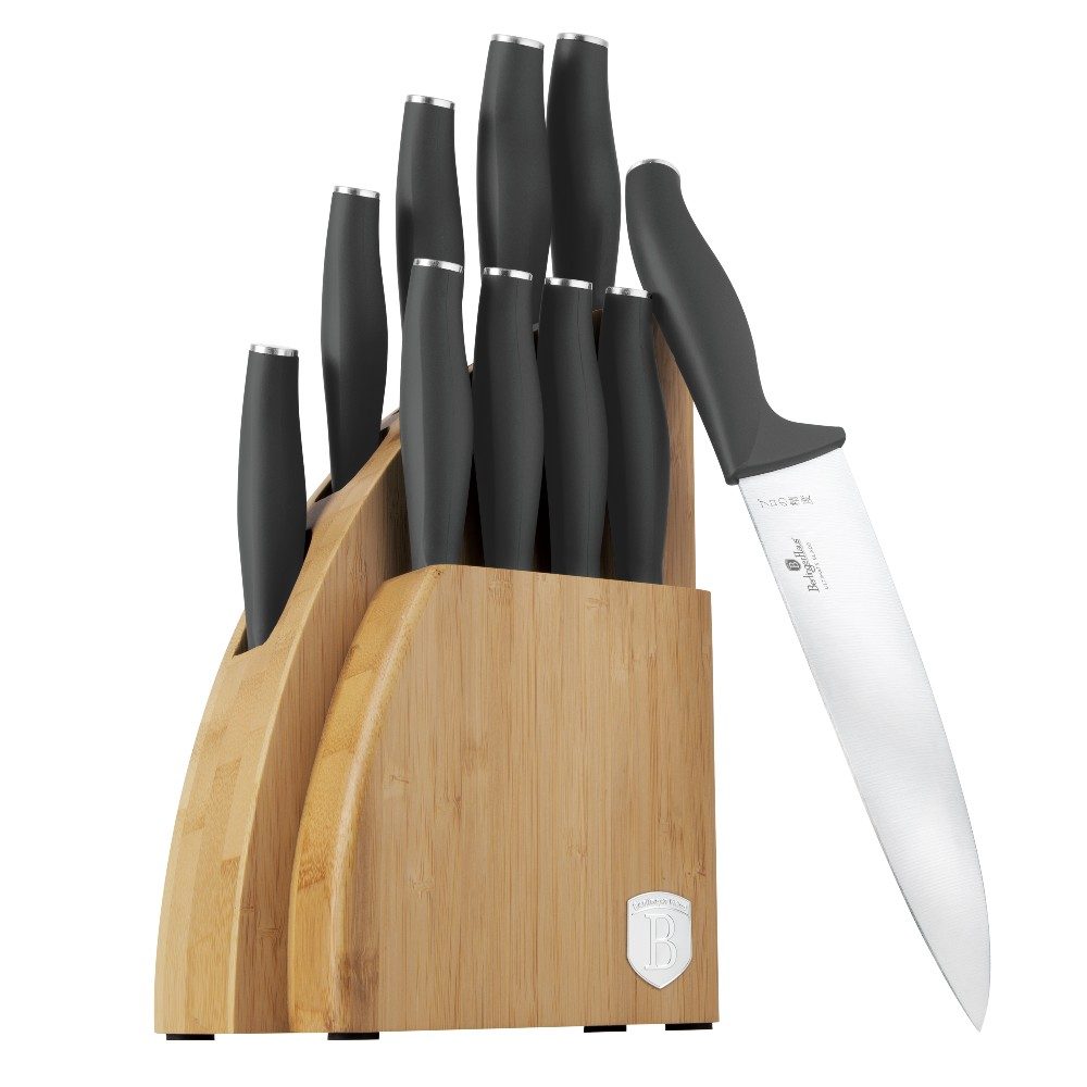 Levně BERLINGERHAUS Sada nožů se stojanem BAMBOO 10 ks Antracit Collection BH-2758