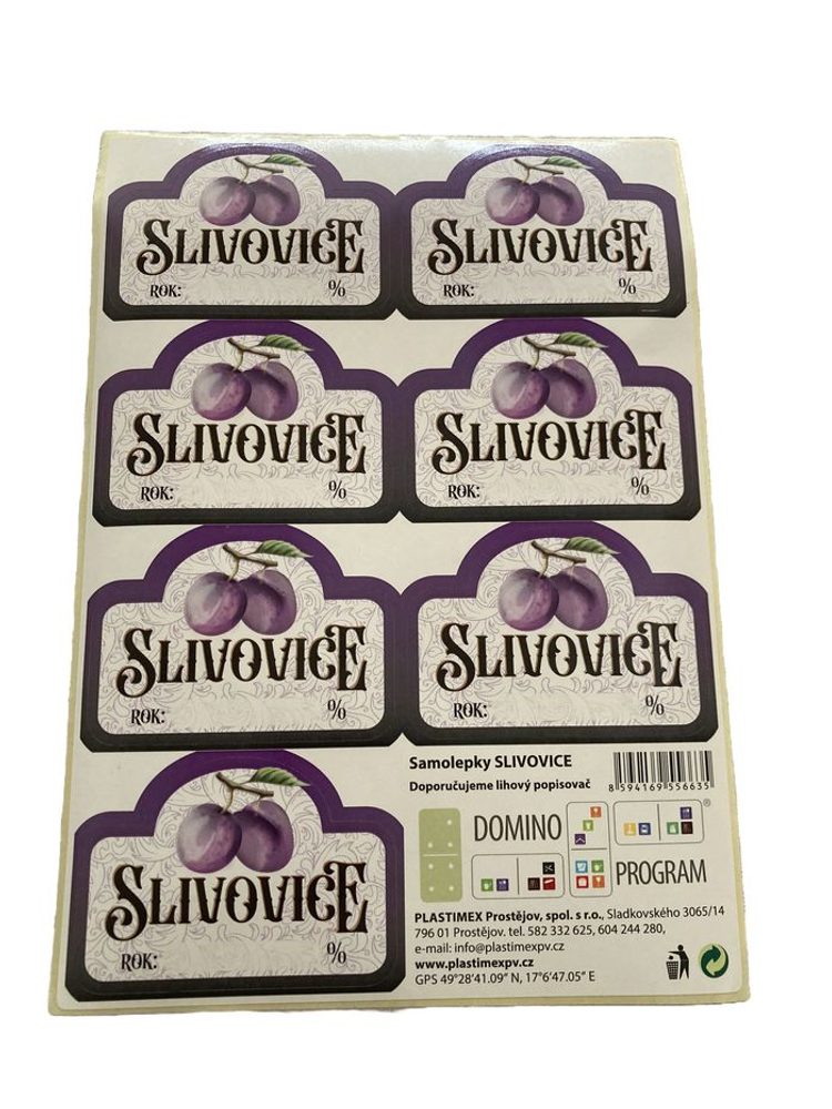 Levně etikety SLIVOVICE 7ks, samolepky