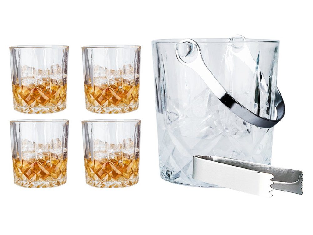 Levně HIT Whiskey set 4 sklenice s kbelíkem na led a kleště HT-22180718