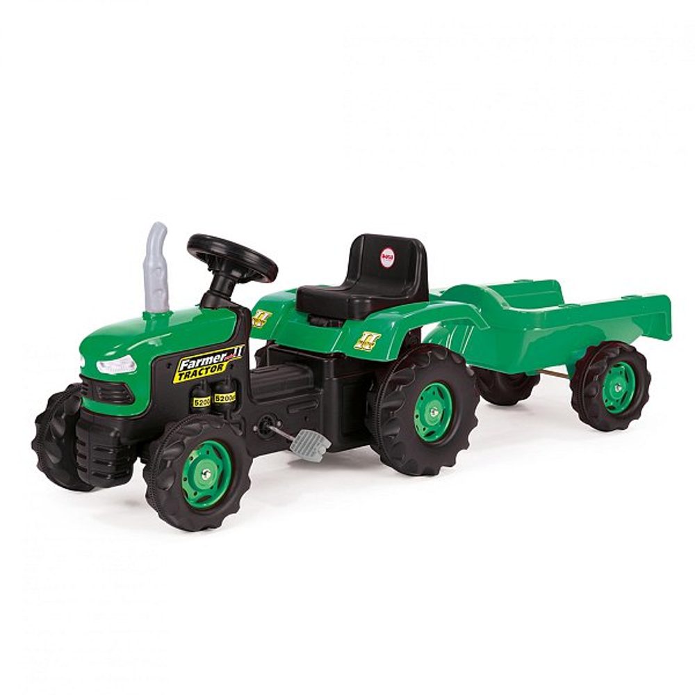Levně DOLU Dětský traktor šlapací s vlečkou, zelený