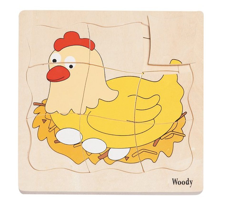 Levně WOODY Puzzle na desce "Vývoj slepice"
