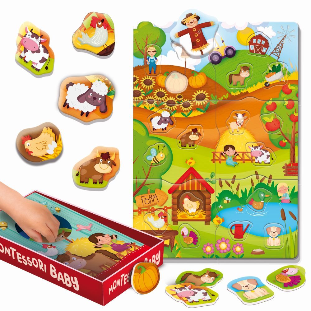Levně MONTESSORI BABY BOX THE FARM - Vkládačka farma