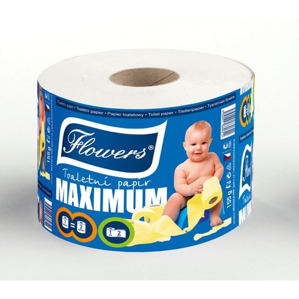 Levně papír toal.2vr., FLOWERS Maximum, 1role, recykl.
