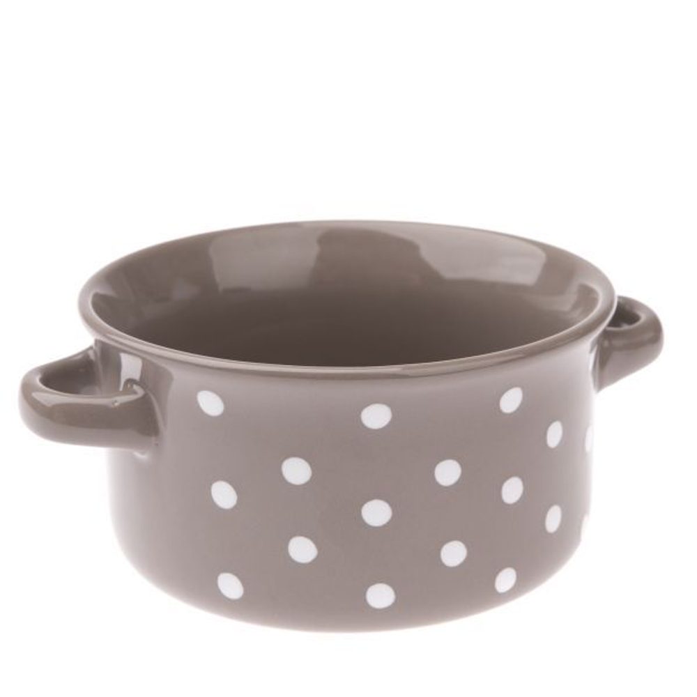 Levně miska 560ml TM.ŠEDÁ, BÍLÝ PUNTÍK, d13,5 6,8cm, keramika