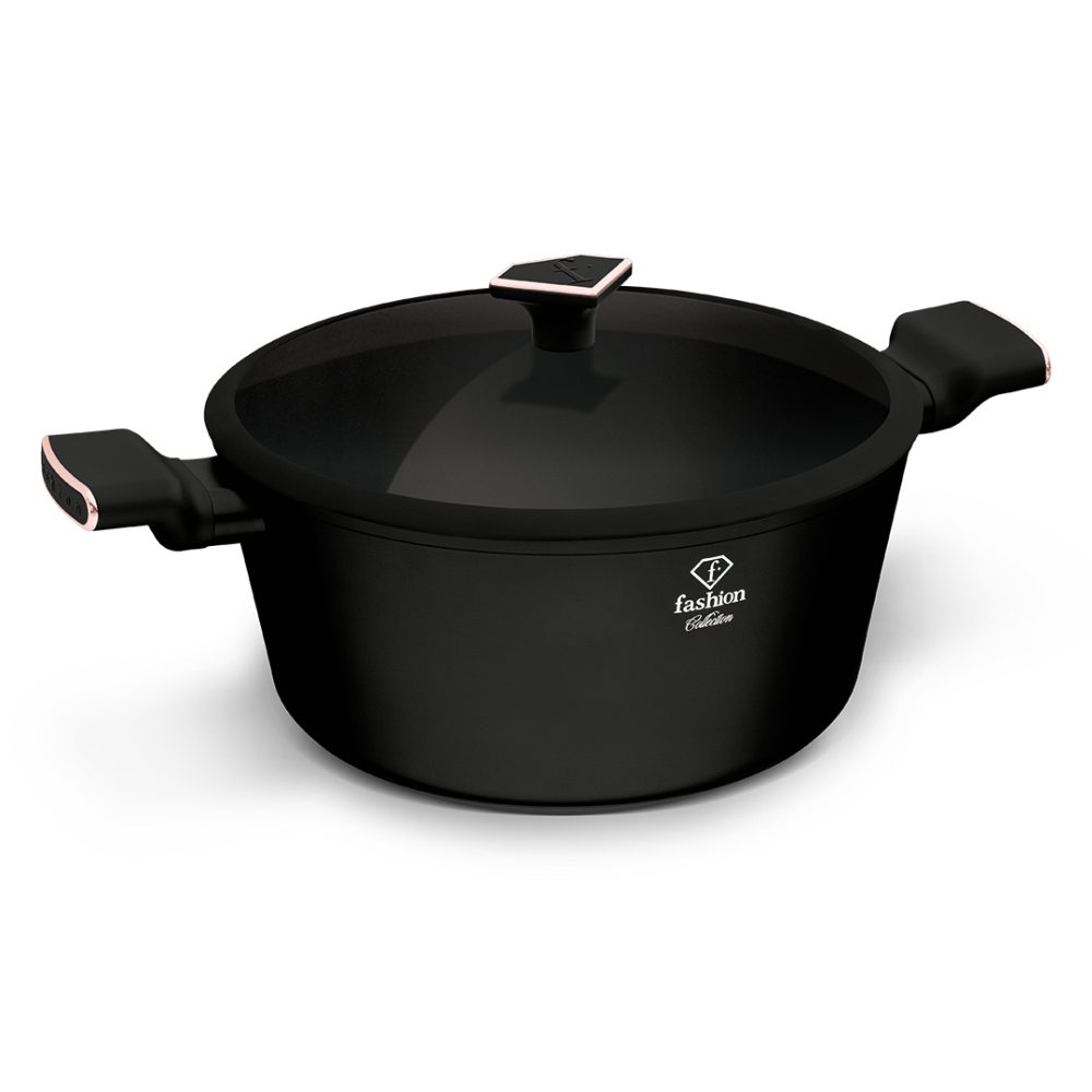 Levně FASHION by BERLINGERHAUS Kastrol s titanovým povrchem a poklicí 30 cm Matte Black Rose Gold Collection FTV-0040