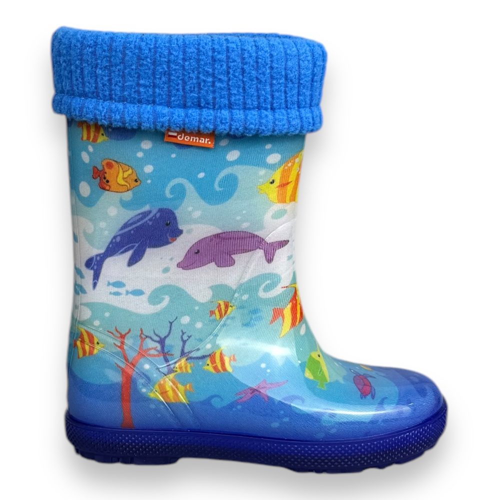 Levně Demar Dětské zateplené holínky HAWAI LUX EXCLUSIVE - oceán - 20/21