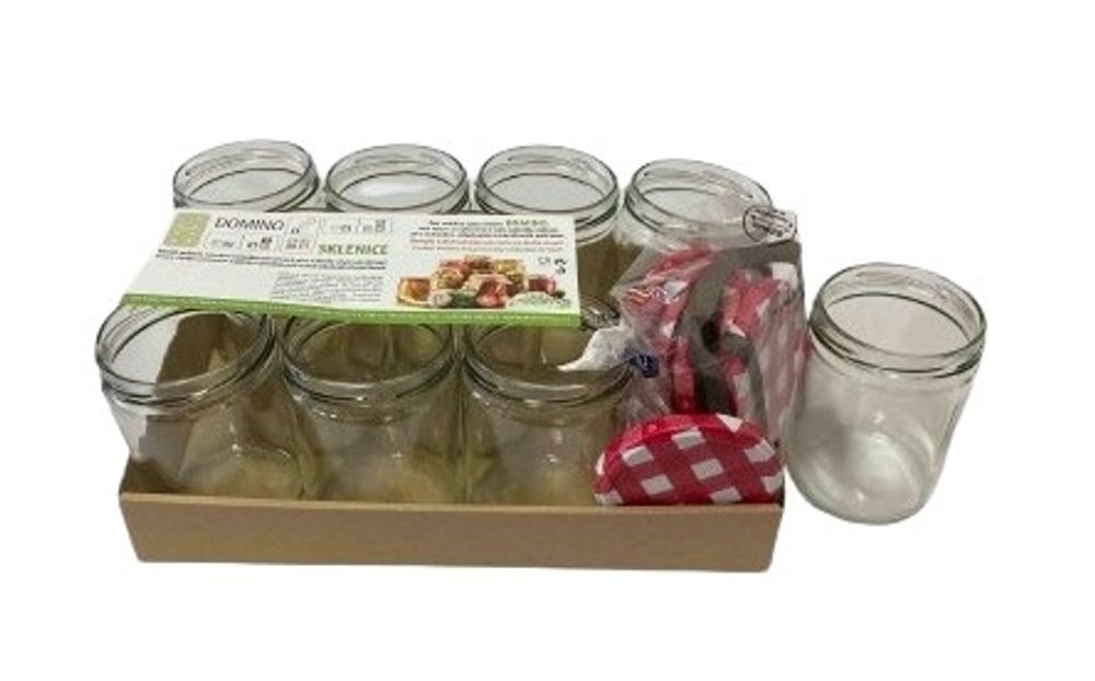 Levně sklen.zavař. 440ml-10ks-LUNCH+10ks víček TO82 KÁRO červené