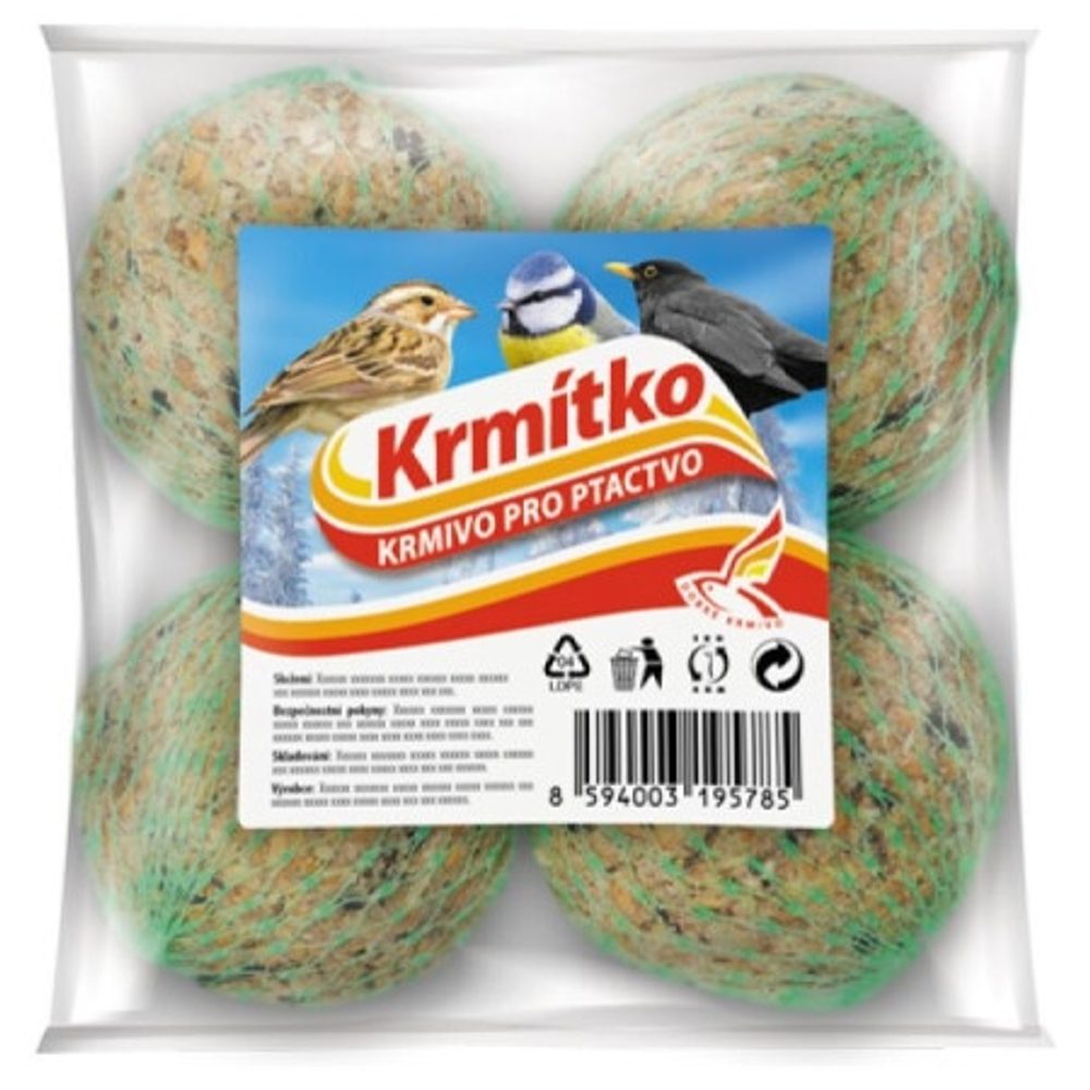 Levně koule 90g, 4ks, lojsemenná se síťko, pro ptáčky