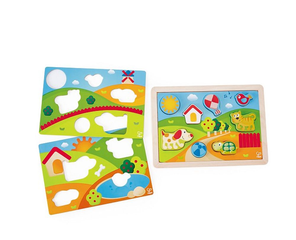 Levně Hape Puzzle - Slunečné údolí 3v1