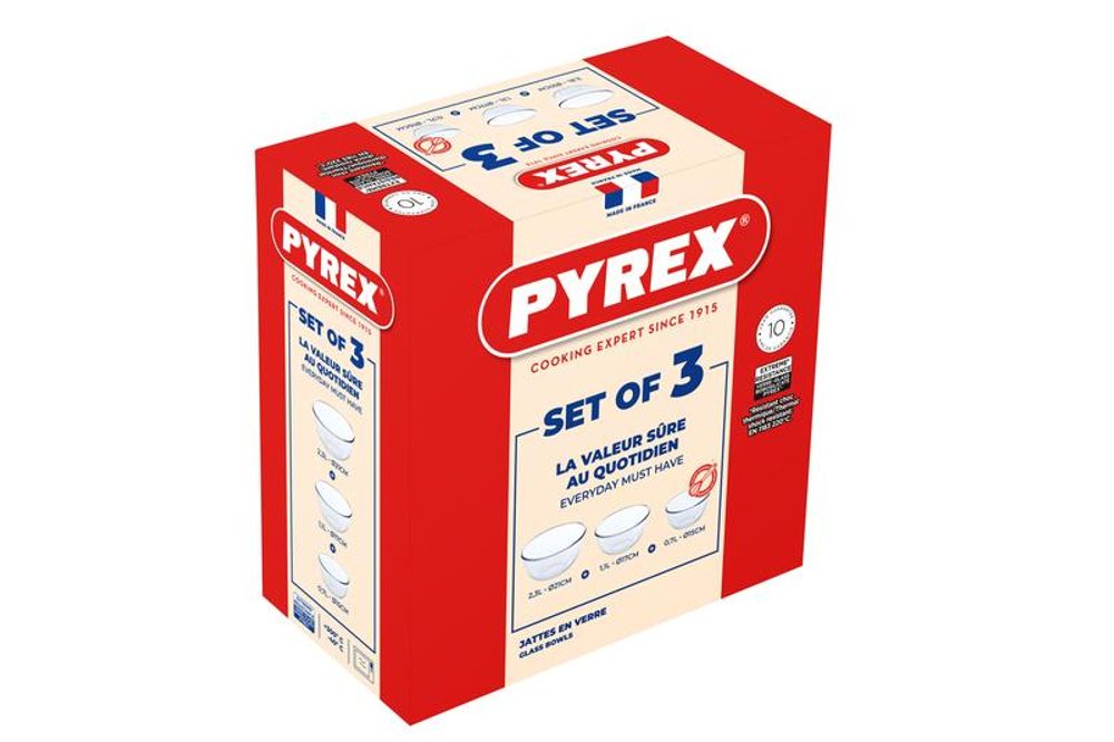 Levně Pyrex SADA MISEK PYREX 3KS, 0,7L+1,1L+2,3L, SKLO