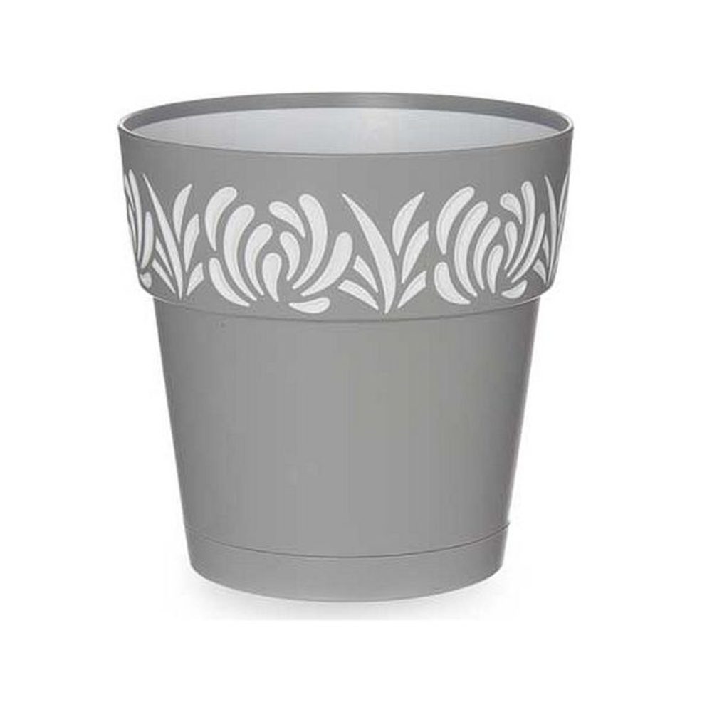 Levně květ. d25xh25cm kam.šedý/bílý GAIA+miska, plast
