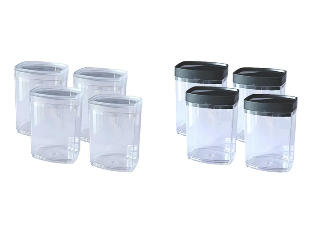 Levně kořenka 150ml, 4ks, v.10cm, čirá, víčko čiré, šedé, černé, plast