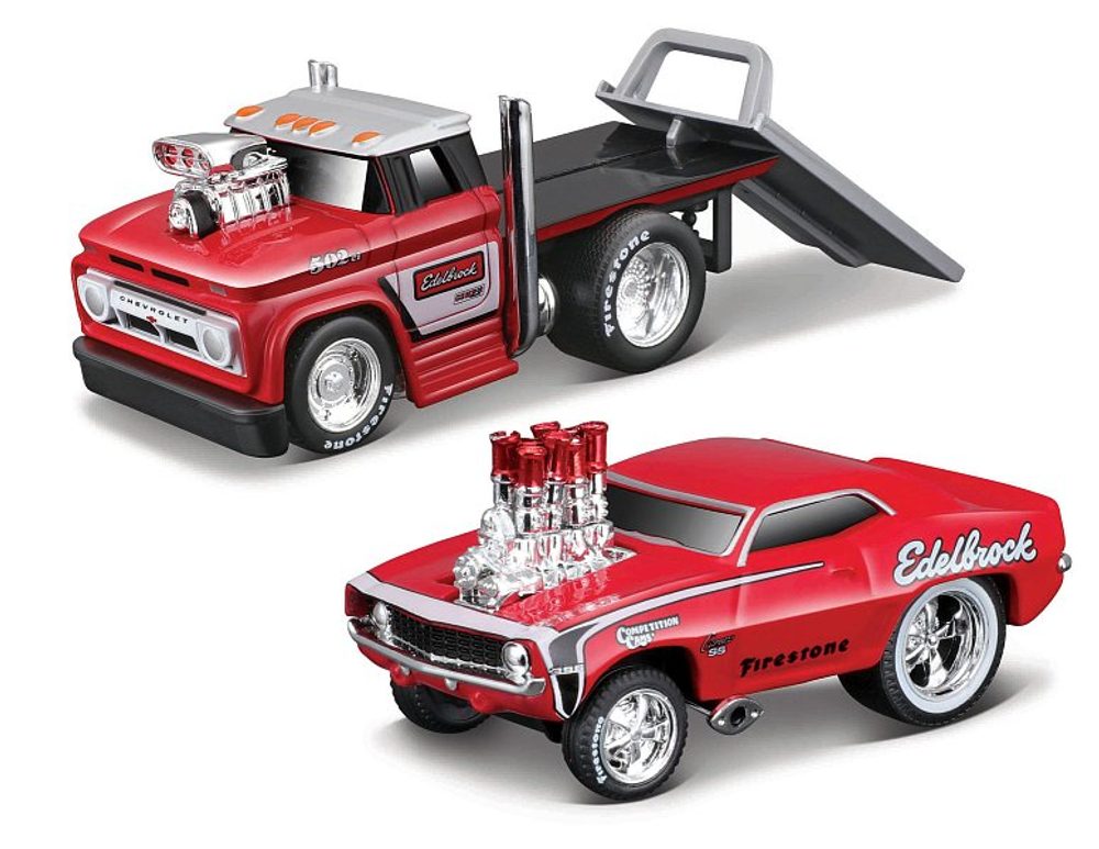 Levně Maisto - Muscle Transports - 1966 Chevrolet C60 Flatbed 1969 Chevrolet Camaro SS, 1:64